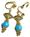 【送料無料】ジュエリー・アクセサリー ゴールデンハウライトターコイズクッパーイヤリングパールレトロシックlong dore howlite turquoise a clipser boucles doreilles gemme perle retro chic
