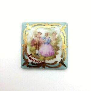 ̵ۥ奨꡼꡼ ⡼ޥ륭ե饴ʡ륿꡼󥹥֥broche carre en porcelaine de limoges decor marquis fragonard vert turquoise