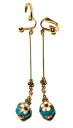 【送料無料】ジュエリー・アクセサリー クリップクロワゾンネパールシッククラスゴールドターコイズtres longue or turquoise avec clip oreilles chinois cloisonne perles classe chic