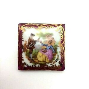 ̵ۥ奨꡼꡼ ⡼ޡե饴ʡѡץ륹֥broche carre en porcelaine de limoges decor marquis fragonard pourpre