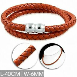 【送料無料】ジュエリー・アクセサリー ダブルストランドオレンジレザーストラップbracelet en cuir orange tresse double brin 40 cm x 6 mm