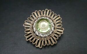 【送料無料】ジュエリー・アクセサリー サンブローチフラワーラインストーンヴィンテージゴールドメタルbroche soleil fleur strass metal dore vintage xxeme