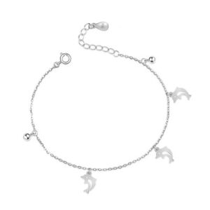 【送料無料】ジュエリー アクセサリー スターリングシルバービーズドルフィンアンクレットフットチェーンブレスレット925 genuine sterling silver bead dolphin anklet foot chain barefoot bracelet