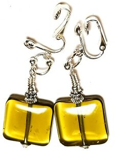 【送料無料】ジュエリー・アクセサリー シルバーグリーンスクエアクリップイヤーズロングドロップペンダントボボレトロジプシーargent vert carre avec clip oreilles longue goutte pendantes bobo retro gypsy