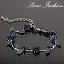 ジュエリー・アクセサリー ラインストーンパーティーナイトブレスレットbracelet soir de fete a fleurs en strass bleu nuit