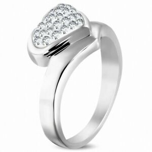 【送料無料】ジュエリー・アクセサリー ステンレスパヴェセットファンシーリングbague fantaisie avec coeur damour en acier inoxydable paveset avec cz transpare