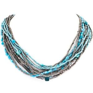 ̵ۥ奨꡼꡼ ɥѡߥͥåץͥå쥹20 magnifique turquoise etain graine perles mineral chips collier