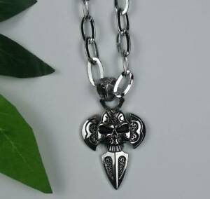 【送料無料】ジュエリー・アクセサリー ステンレスメタルコードチェーンゴシッククロスcroix gothique en metal inoxydable tete de mort et chaine cordon