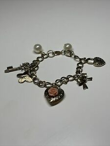 【送料無料】ジュエリー・アクセサリー ヴィンテージブレスレットチャームオレンジbracelet vintage ancien a breloques dore orange l 179
