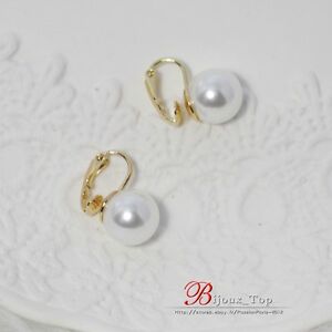 【送料無料】ジュエリー・アクセサリー イヤリングクリップゴールデンパールホワイトパールクラスレトロヴィンテージboucles doreilles clips dore perle blanc 12mm class retro vintage j1
