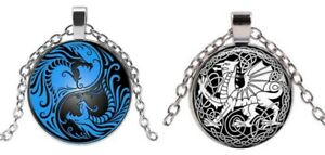 【送料無料】ジュエリー・アクセサリー ネックレスドラゴンヤンペンダントアンティークチェインセンチロットlot de 2 colliers pendentif dragon yin et yang et antique, chaine 50 cm