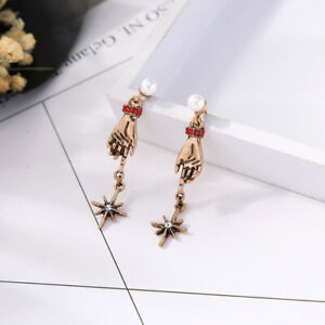 【送料無料】ジュエリー・アクセサリー ゴールデンイヤリングメインスターホワイトパールboucles doreilles dore clous main etoile perle blanc dd18