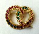 【送料無料】ジュエリー・アクセサリー リトルゴールデンブローチクリスタルクリスタルマルチコロールpetite broche dore crystal cristal multicolore 3,2cm|詳細画像