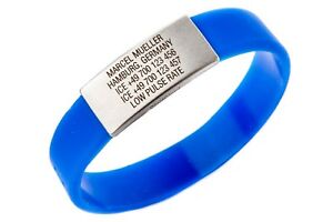 【送料無料】ジュエリー・アクセサリー スリムメディカルアラートシリコーンブレスレットカスタムスポーツicestripe slim medical alert id silicone bracelet w free custom engraving sport