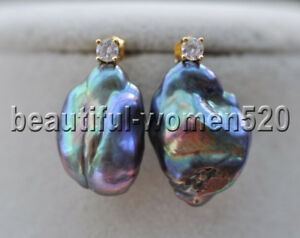 【送料無料】ジュエリー・アクセサリー ピーコックブラックケシバロックパールゴールドメッキイヤリング