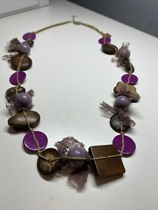 【送料無料】ジュエリー・アクセサリー オールドネックレスヴィンテージパールパルマローズフシアブラウンcollier ancien sautoir vintage perles parme rose fushia marron i 139
