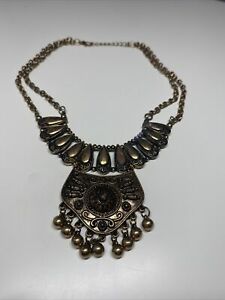 【送料無料】ジュエリー・アクセサリー オールドゴールデンプラストロンヴィンテージネックレスcollier vintage ancien plastron dore ..