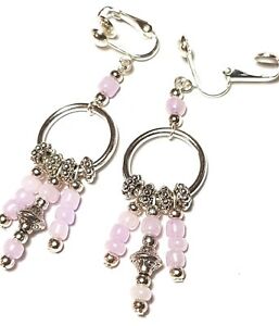【送料無料】ジュエリー・アクセサリー ロングシルバーピンククッパーイヤリングルストルパールグラスドロップlongue argent rose a clipser boucles doreilles lustre verre perle goutte