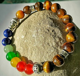 【送料無料】ジュエリー・アクセサリー ブレスレットブッダチャクラbracelet meditation protection 7 chakras bouddha en oeil de tigre amp; perles 8mm