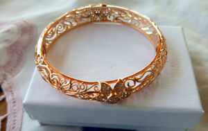 【送料無料】ジュエリー・アクセサリー ピンクゴールドメッキブレスレットbracelet en plaque or rose