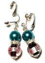 【送料無料】ジュエリー・アクセサリー ターコイズシルバーブラックローズクリップイヤーズパールグラスグーテシックcourt turquoise argent noir amp; rose avec clip oreilles verre perle goutte chic