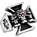 【送料無料】ジュエリー・アクセサリー スカルリングシルバードイツクロスバイカーレッドアイズメンズステンレススチールサイズskull ring silver german cross biker red eyes cz mens stainless steel sizes 713(4)