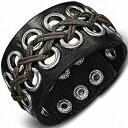 【送料無料】ジュエリー アクセサリー クロスストラップロープレザーオープンカフブレスレットbracelet manchette ajouree en cuir avec lanieres croisees et cordes