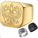 【送料無料】ジュエリー・アクセサリー ロシアイーグルリングゴールドシルバーコートステンレススチールサイズrussian eagle ring gold silv...