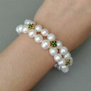 yzWG[EANZT[ p[O[Xy[T[Xgb`uXbgnatural white freshwater pearl?green cz pave spacer stretch adjustable bracelet