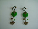 boucles doreilles clip originales vert emeraudebronze etoile oiseau pas cherイヤリングオリジナルクリップグリーンエメラルドブロンズスターチープバード※注意※NYから...