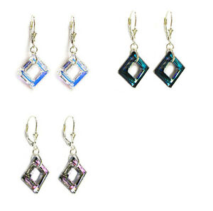 【送料無料】ジュエリー・アクセサリー スクエアフレームレバーバックダングルドロップイヤリングメイドスワロヴクシクリスタルエレメント