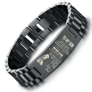 ジュエリー・アクセサリー ステンレススチールメンブレスレットファッションプレゼントfashion to my son stainless steel men bracelet encourage jewelry birthday gift