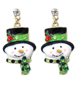 yzWG[EANZT[ NX}X}t[nbg|CZ`A`[COzf[WG[snowman christmas muffler hat poinsettia charm earrings holiday jewelry gift