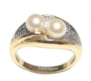 【送料無料】ジュエリー・アクセサリー ダブルアコヤホワイトパールゴールドメッキリングdouble 5mm aaa akoya white pearl 18k gold plated ring