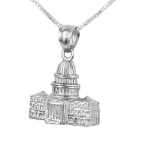 ジュエリー・アクセサリー シルバースターリングキャピトルビルペンダントブレロックメイドインargent sterling usa capitol batiment 3d pendentif breloque,fabrique en