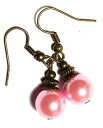 【送料無料】ジュエリー・アクセサリー ブロンズパールピンクイヤリングハンギンググラスボボシッククラスbronze perle rose boucles doreilles goutte pendantes verre bobo classe chic