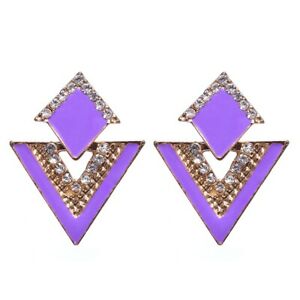 【送料無料】ジュエリー・アクセサリー スワロフスキーイヤリングRパープルゴールドクラッチboucles doreilles triangle swarovskiR elements violet alliage dore pochetteのサムネイル