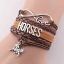 【送料無料】ジュエリー・アクセサリー ブレスレットインフィニティチャームレザージュエリーhorses bracelets infinity charm girl...