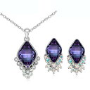 yzWG[EANZT[ OWA[_[NoCIbgNX^TWZbgWG[CORA[luxe violet fonce cristal losange set bijoux boucles doreilles amp; collier s63