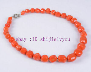 hokushinの【送料無料】ジュエリー・アクセサリー チャーミングオレンジレッドコーラルワッシャービーズネックレス｜アングル2