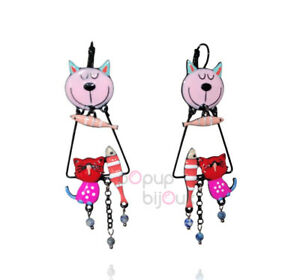 【送料無料】ジュエリー・アクセサリー ジュエリーイヤリングトラペーズローズロリロタlol bijoux boucles doreilles chat trapeze rose lolilota
