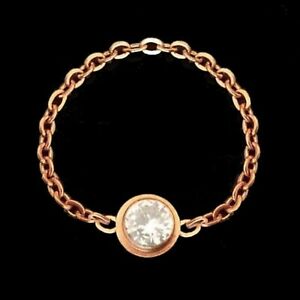 【送料無料】ジュエリー・アクセサリー チェーンリングピンクステンレスチェーンリングピンクセットbague chainette ,bague chaine femme en acier inoxydable rose sertie neuve t58