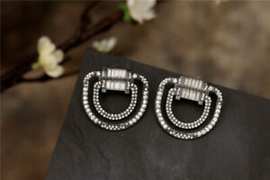 【送料無料】ジュエリー・アクセサリー イヤリングシルバークラスストラスデミジオメトリックサークルアールデコboucles doreilles clous argente strass demi cercle geometrique art deco x8