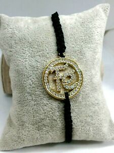 【送料無料】ジュエリー・アクセサリー カラードラドコンラインストーンヒロネグロパルセラフェディジェpulsera fe dije en color dorado con strass hilo negro de 08 mm ajustable