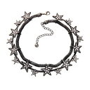 【送料無料】ジュエリー・アクセサリー シルバーカラーブラックコートラスデュクーチェインランクリスタルスターcollier argente noir court ...