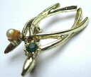 【送料無料】ジュエリー・アクセサリー ヴィンテージブローチラッキーパールエメラルドクリスタルbroche couleur bijou vintage porte bonheur cristaux emeraude perle 2174(4)