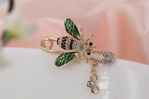 【送料無料】ジュエリー・アクセサリー ゴールデンブローチトロンボーンビーグリーンアールヌーボーbroche dore trombone insecte abeille email vert art nouveau xz10