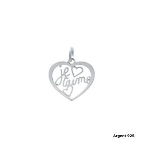 【送料無料】ジュエリー アクセサリー シルバーペンダントハートメッセージpendentif argent 925 coeur 20mm message je taime