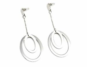 【送料無料】ジュエリー・アクセサリー イヤリングペンダントオーバルコンターシルバースチールbo644e boucles doreilles pendantes ovales contour acier argente