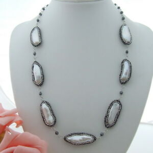 【送料無料】ジュエリー・アクセサリー ホワイトビワパールヘマタイトネックレス